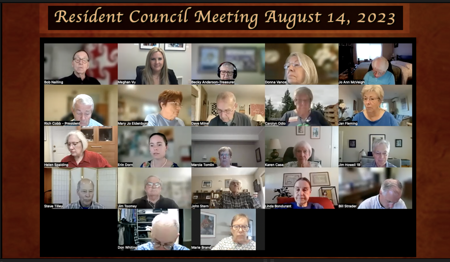 Thumbnail image for Resident Council Mtg. - Aug. 14, 2023