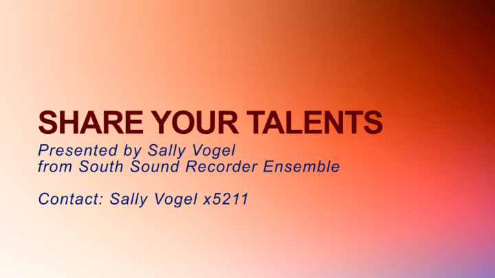 Thumbnail image for Share Your Talents Recorder: May 23-June 5