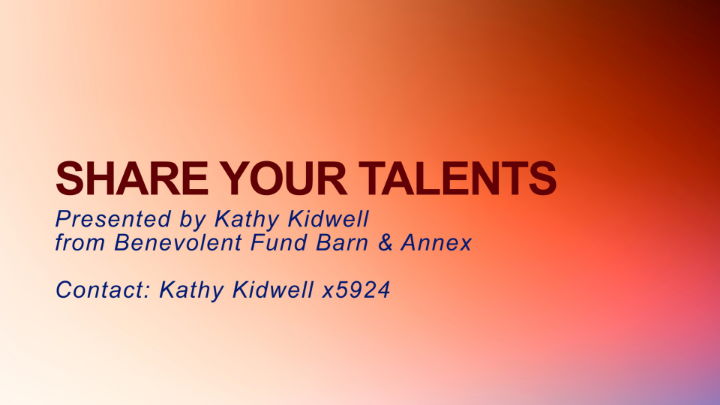 Thumbnail image for Share Your Talents June 20 to July 3, 2026 - Stiles Beach Barn and Annex Volunteers